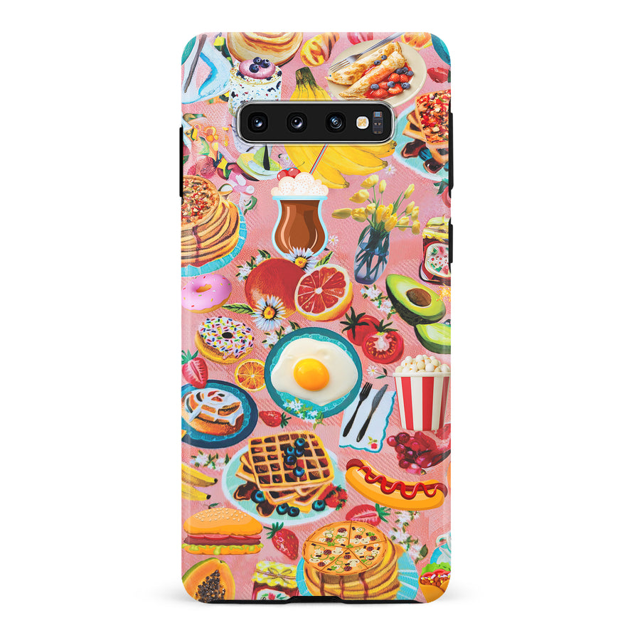 Samsung Galaxy S10 Vibrant Food Lover's Wallpaper Pattern Phone Case