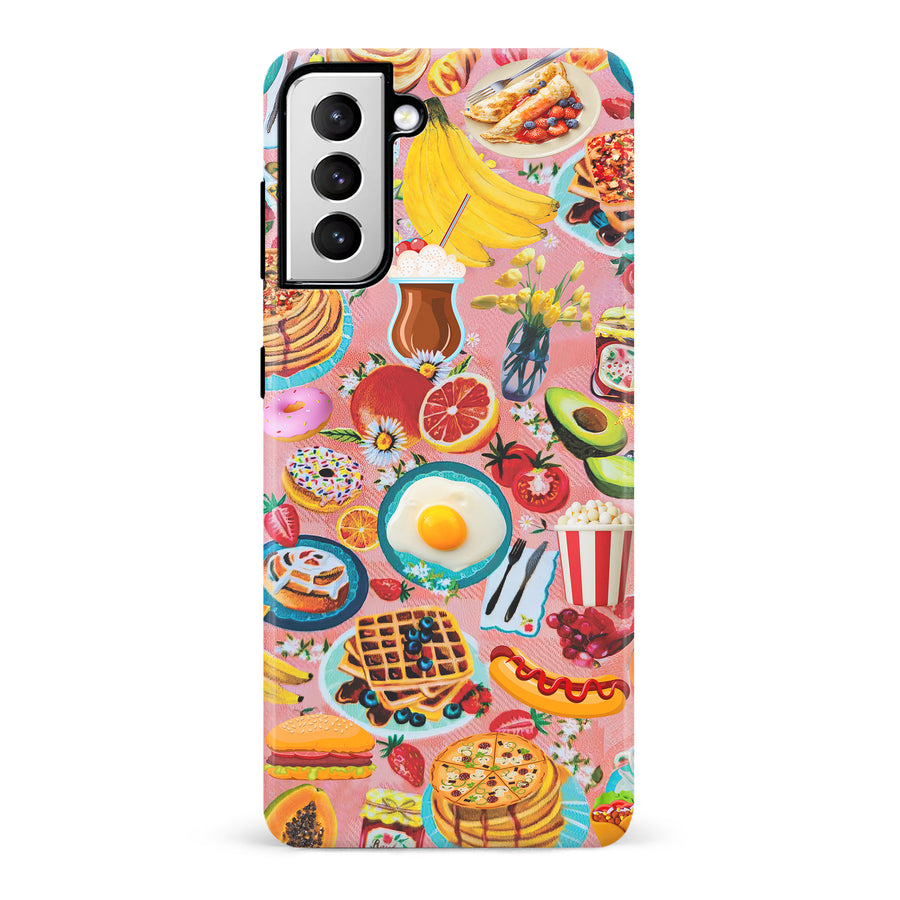 Samsung Galaxy S21 Vibrant Food Lover's Wallpaper Pattern Phone Case