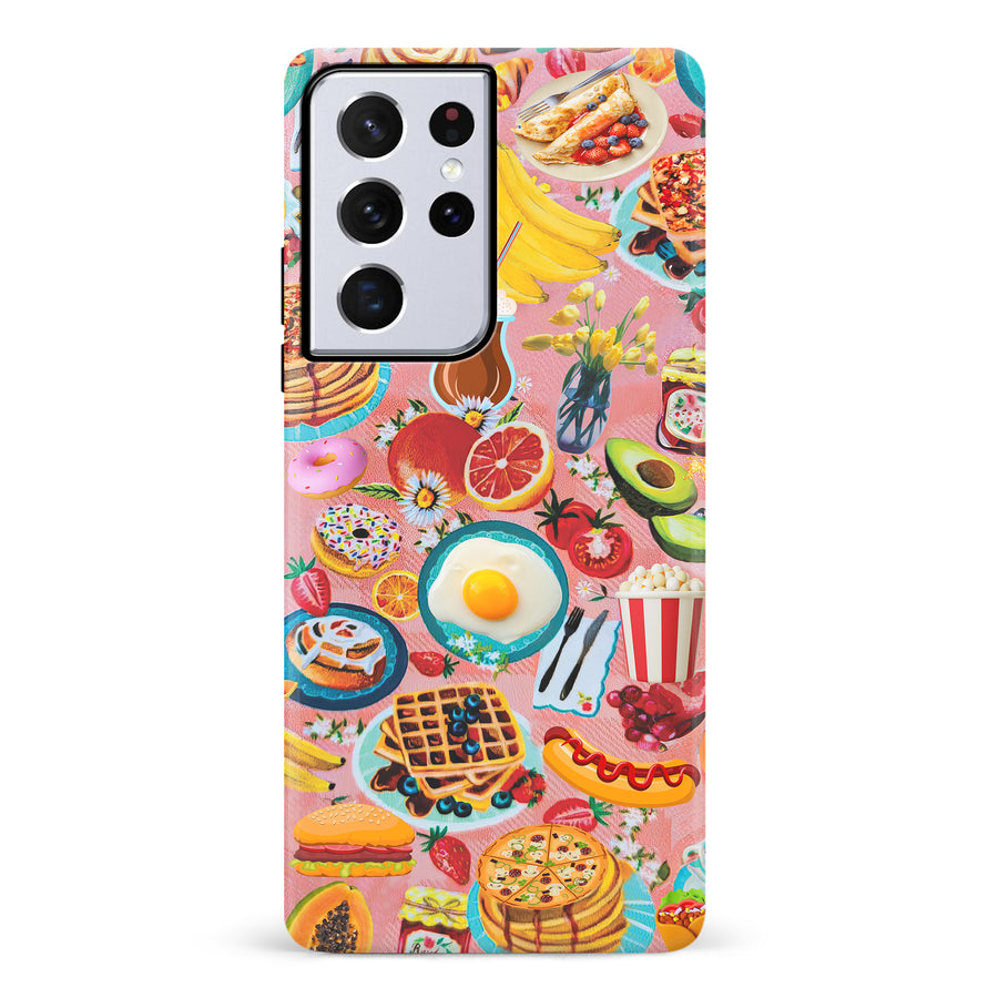 Samsung Galaxy S21 Ultra Vibrant Food Lover's Wallpaper Pattern Phone Case