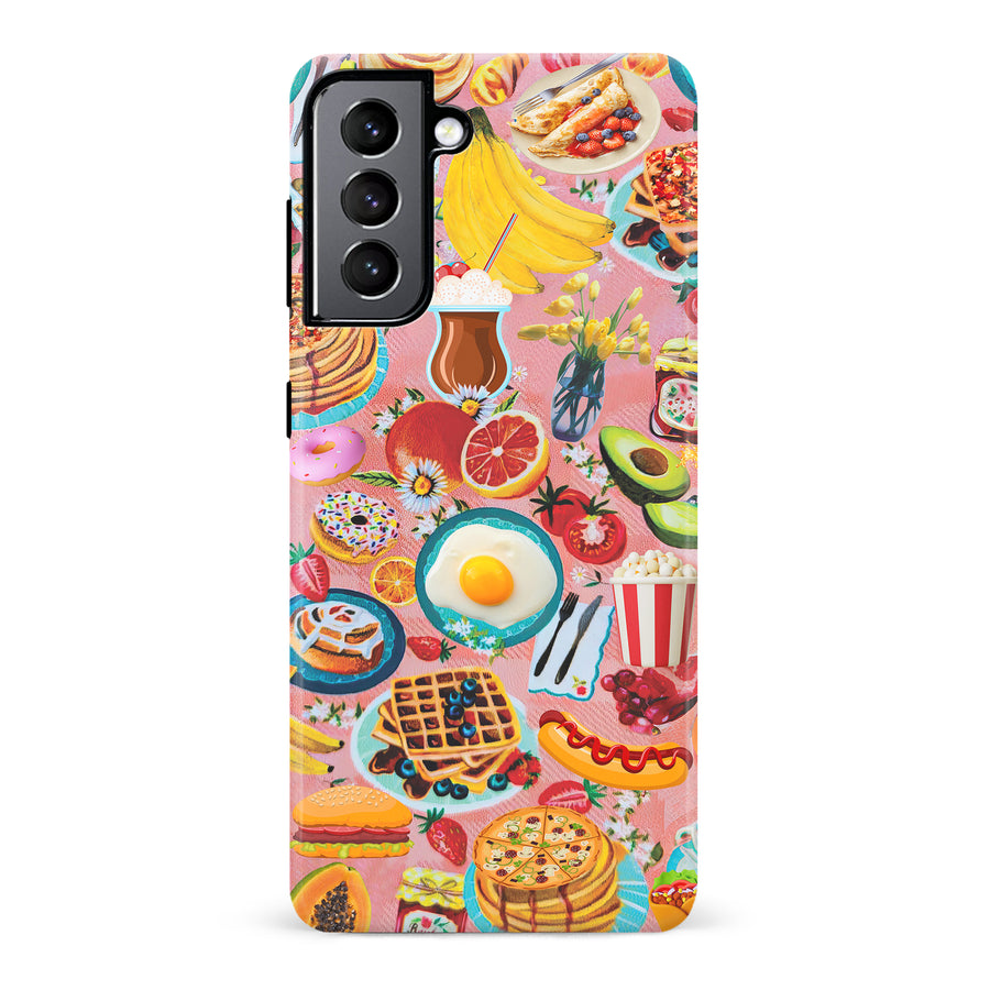 Samsung Galaxy S22 Vibrant Food Lover's Wallpaper Pattern Phone Case