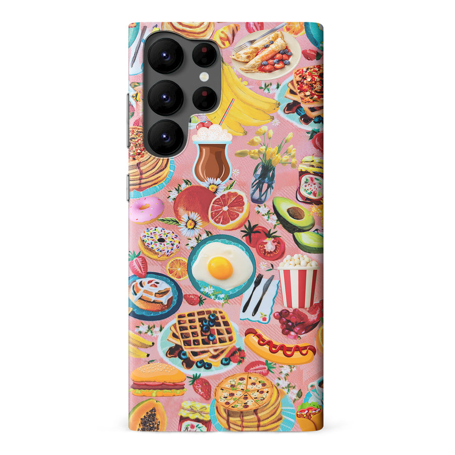 Samsung Galaxy S22 Ultra Vibrant Food Lover's Wallpaper Pattern Phone Case