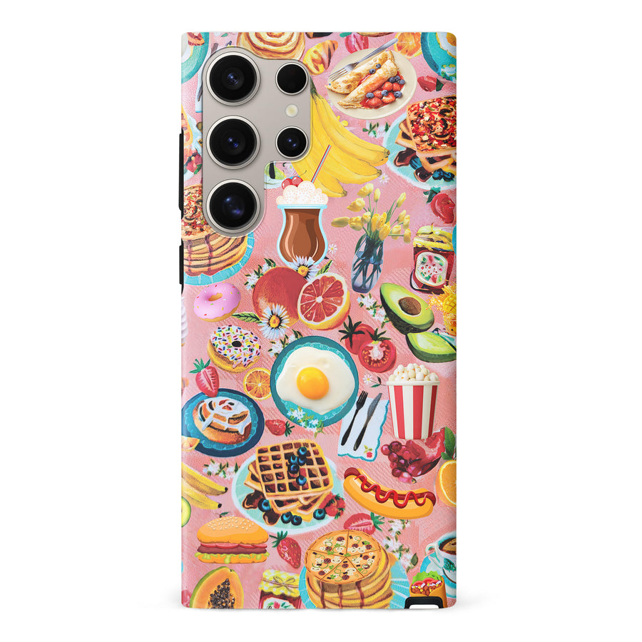 Samsung Galaxy S24 Ultra Vibrant Food Lover's Wallpaper Pattern Phone Case