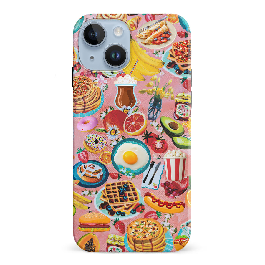 iPhone 15 Vibrant Food Lover's Wallpaper Pattern Phone Case