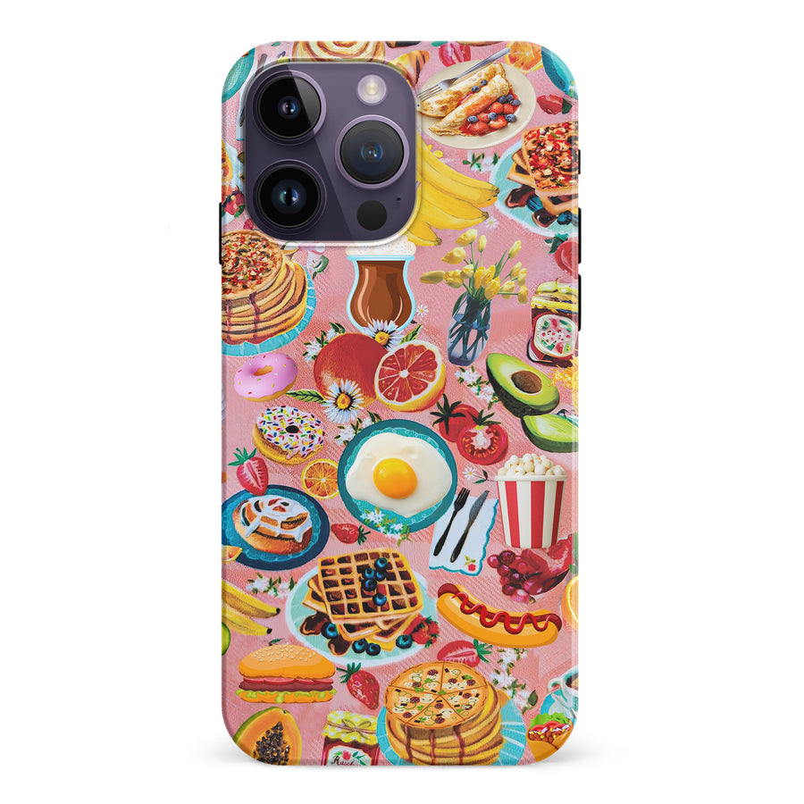 iPhone 15 Pro Vibrant Food Lover's Wallpaper Pattern Phone Case