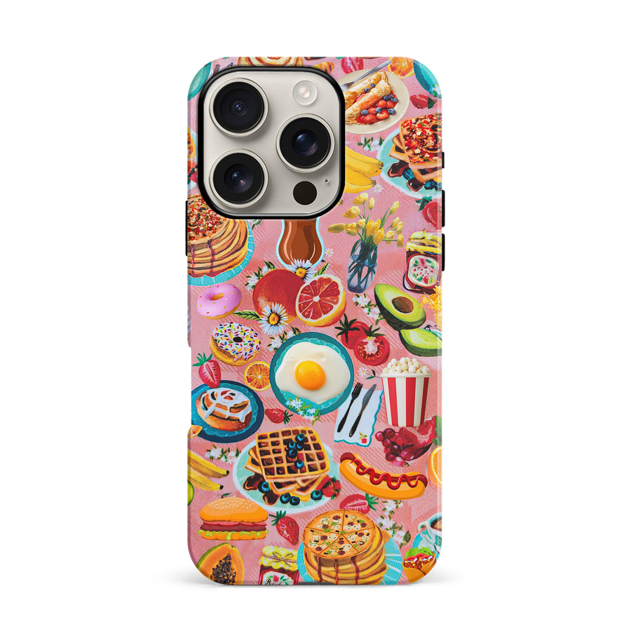 iPhone 16 Pro Vibrant Food Lover's Wallpaper Pattern Phone Case