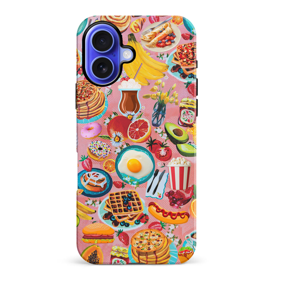 iPhone 16 Plus Vibrant Food Lover's Wallpaper Pattern Phone Case