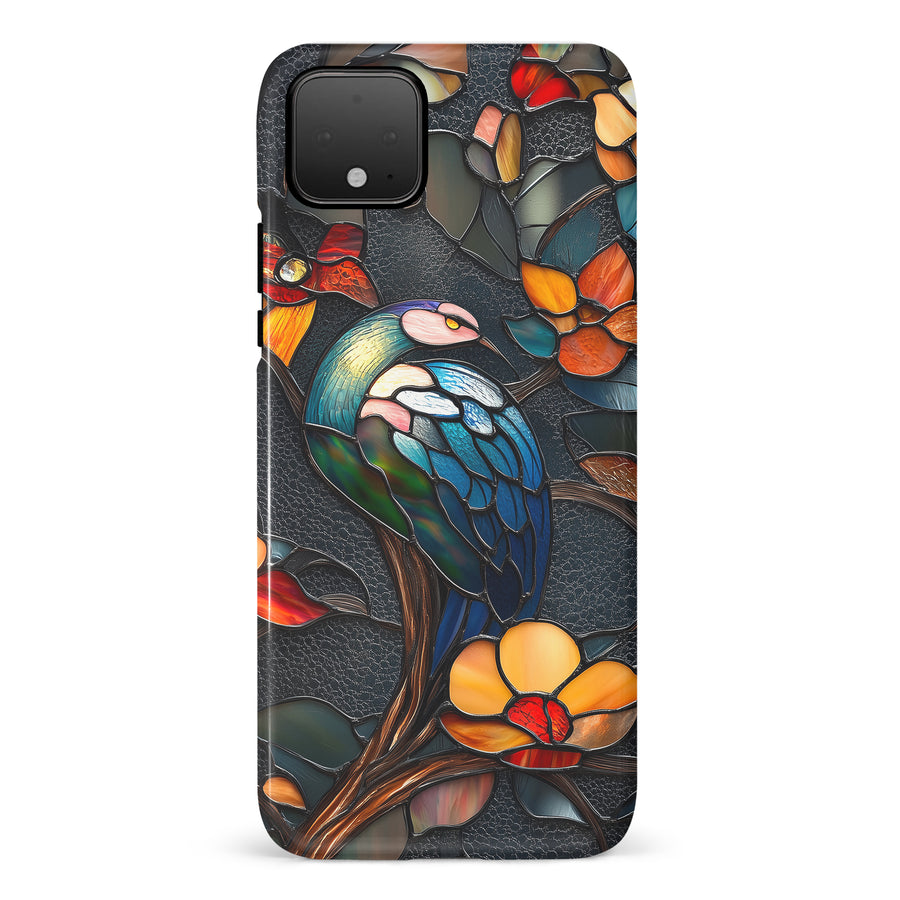 Google Pixel 4 Vibrant Peacock Stained Glass Phone Case