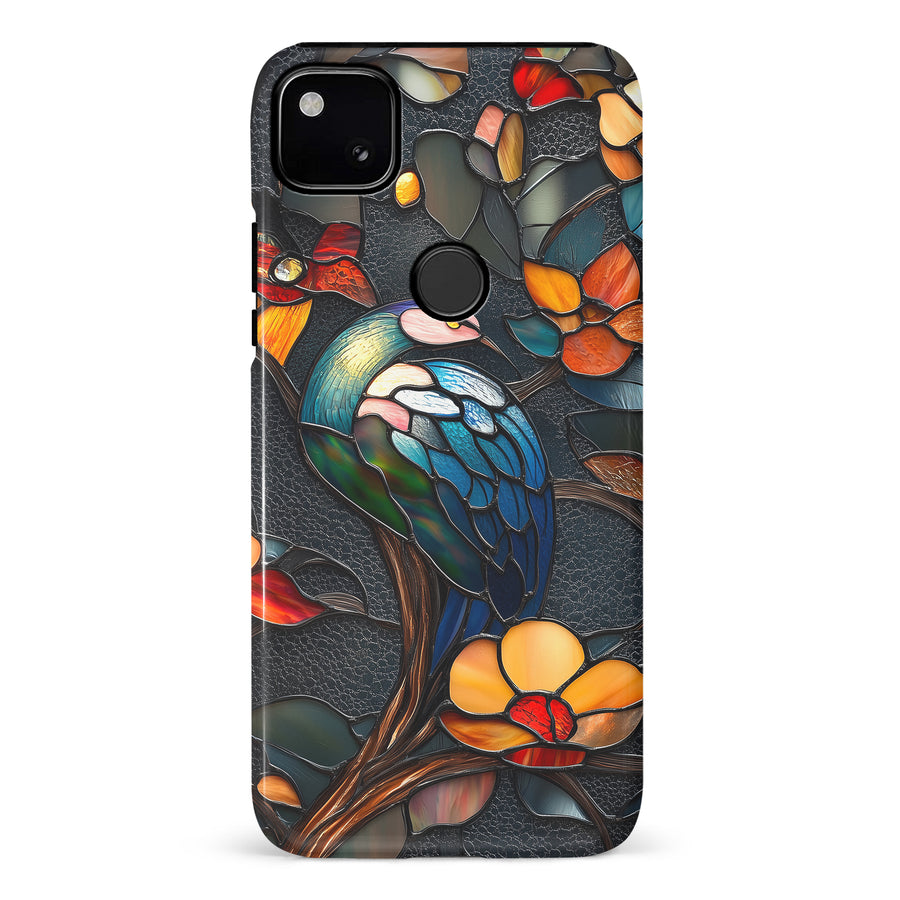 Google Pixel 4A Vibrant Peacock Stained Glass Phone Case