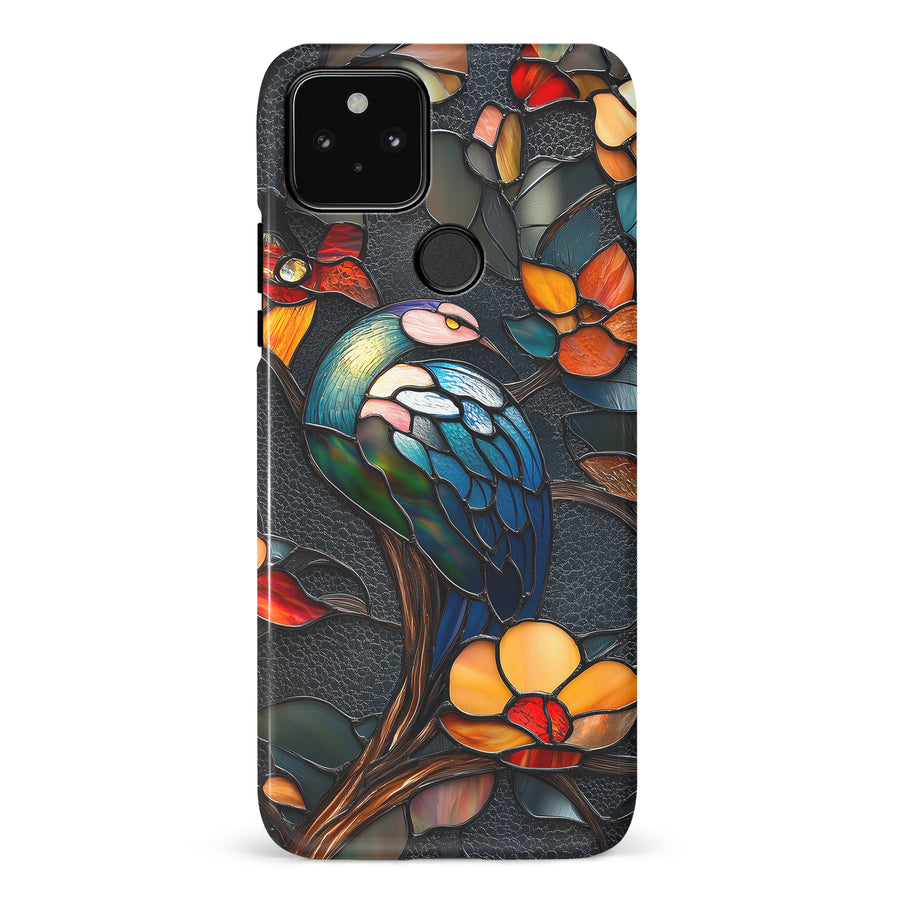 Google Pixel 5 Vibrant Peacock Stained Glass Phone Case