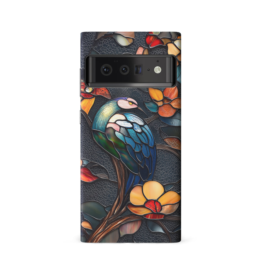 Google Pixel 6 Vibrant Peacock Stained Glass Phone Case