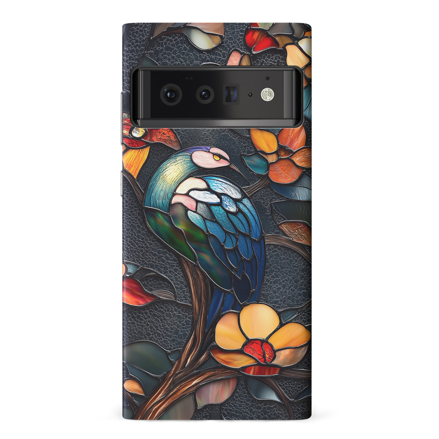 Google Pixel 6 Pro Vibrant Peacock Stained Glass Phone Case