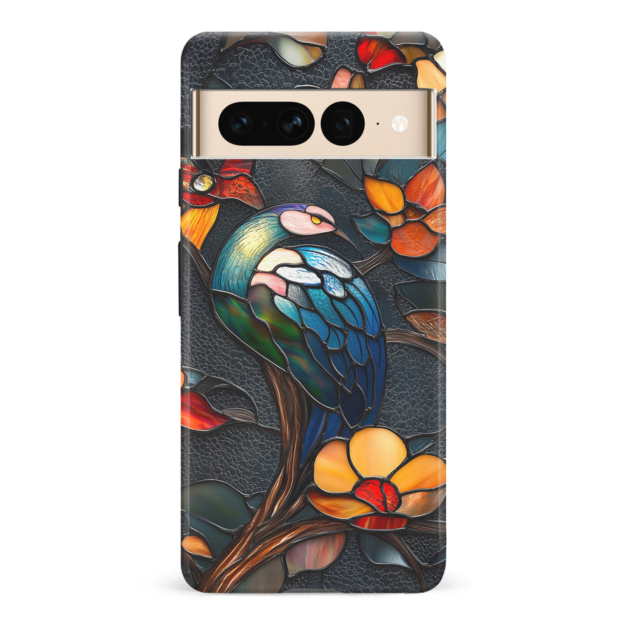 Google Pixel 7 Pro Vibrant Peacock Stained Glass Phone Case