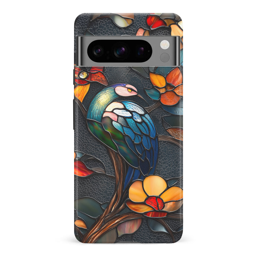 Google Pixel 8 Pro Vibrant Peacock Stained Glass Phone Case