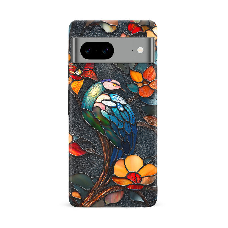 Google Pixel 8A Vibrant Peacock Stained Glass Phone Case