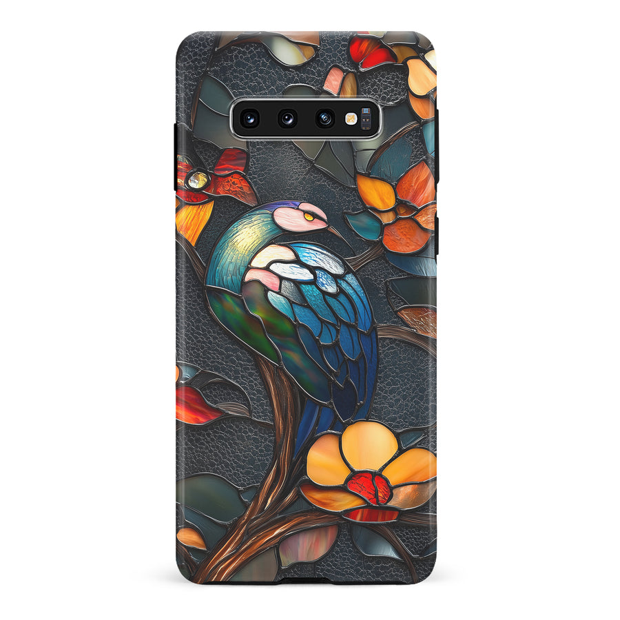 Samsung Galaxy S10 Vibrant Peacock Stained Glass Phone Case