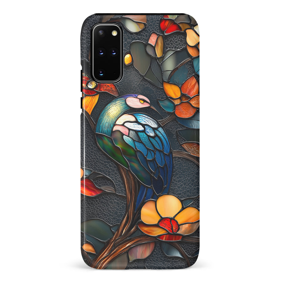 Samsung Galaxy S20 Plus Vibrant Peacock Stained Glass Phone Case