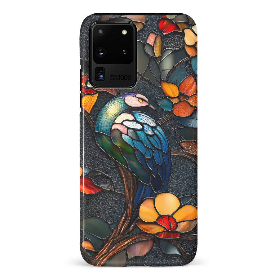 Samsung Galaxy S20 Ultra Vibrant Peacock Stained Glass Phone Case