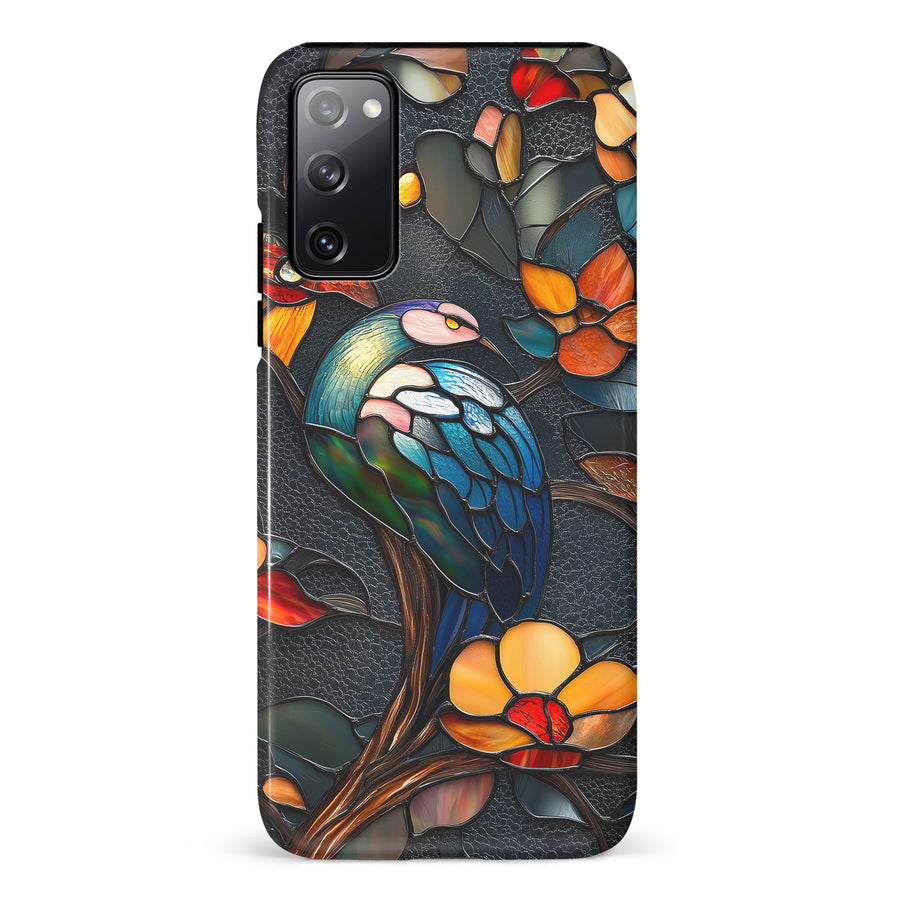 Samsung Galaxy S20 FE Vibrant Peacock Stained Glass Phone Case