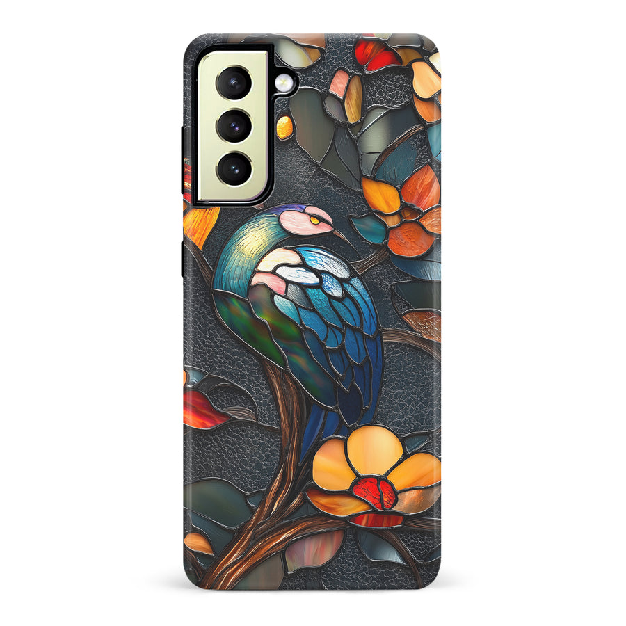 Samsung Galaxy S22 Plus Vibrant Peacock Stained Glass Phone Case