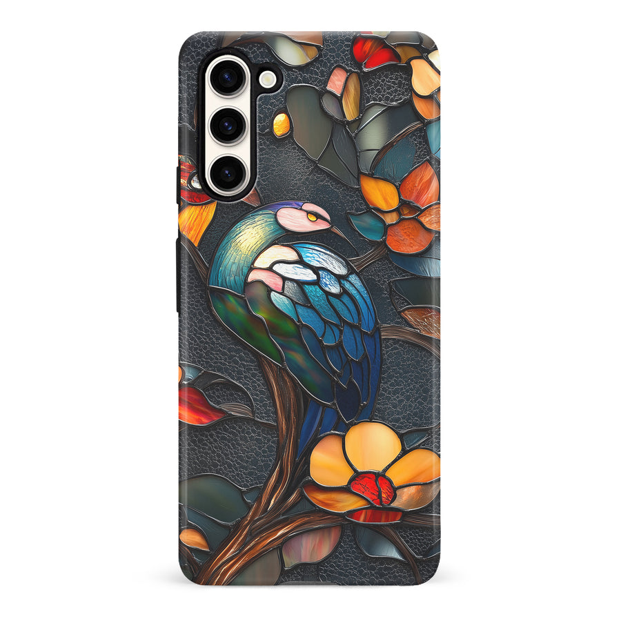 Samsung Galaxy S23 Vibrant Peacock Stained Glass Phone Case