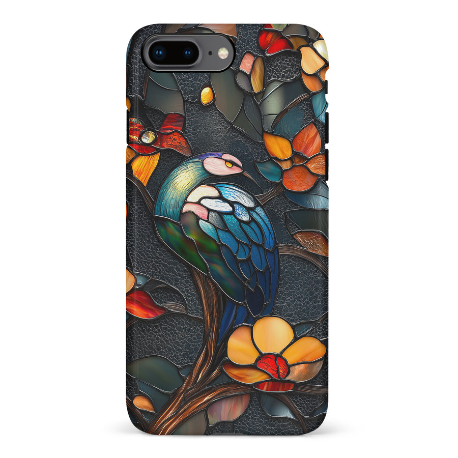 iPhone 8 Plus Vibrant Peacock Stained Glass Phone Case