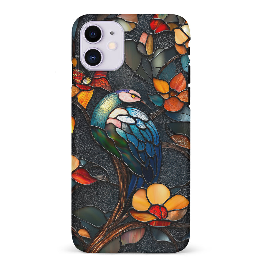 iPhone 11 Vibrant Peacock Stained Glass Phone Case