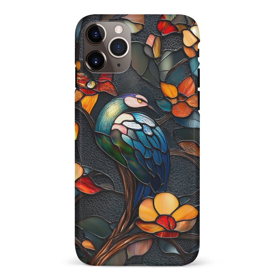 iPhone 11 Pro Max Vibrant Peacock Stained Glass Phone Case