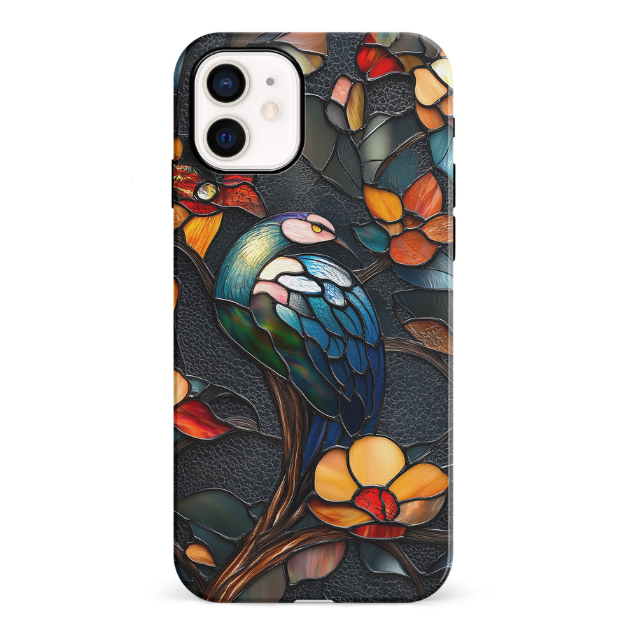 iPhone 12 Mini Vibrant Peacock Stained Glass Phone Case