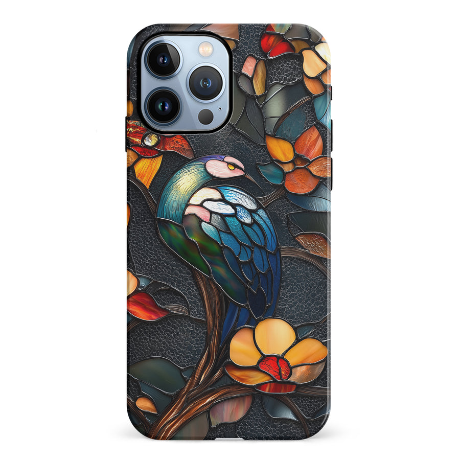 iPhone 12 Pro Vibrant Peacock Stained Glass Phone Case