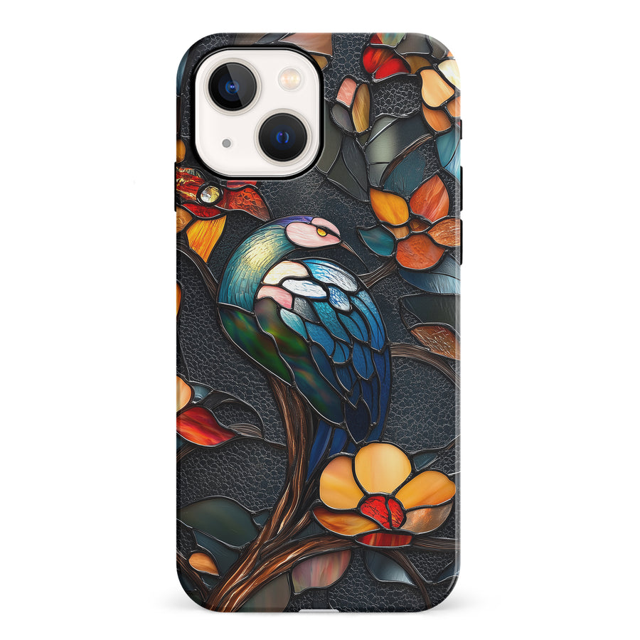 iPhone 13 Vibrant Peacock Stained Glass Phone Case