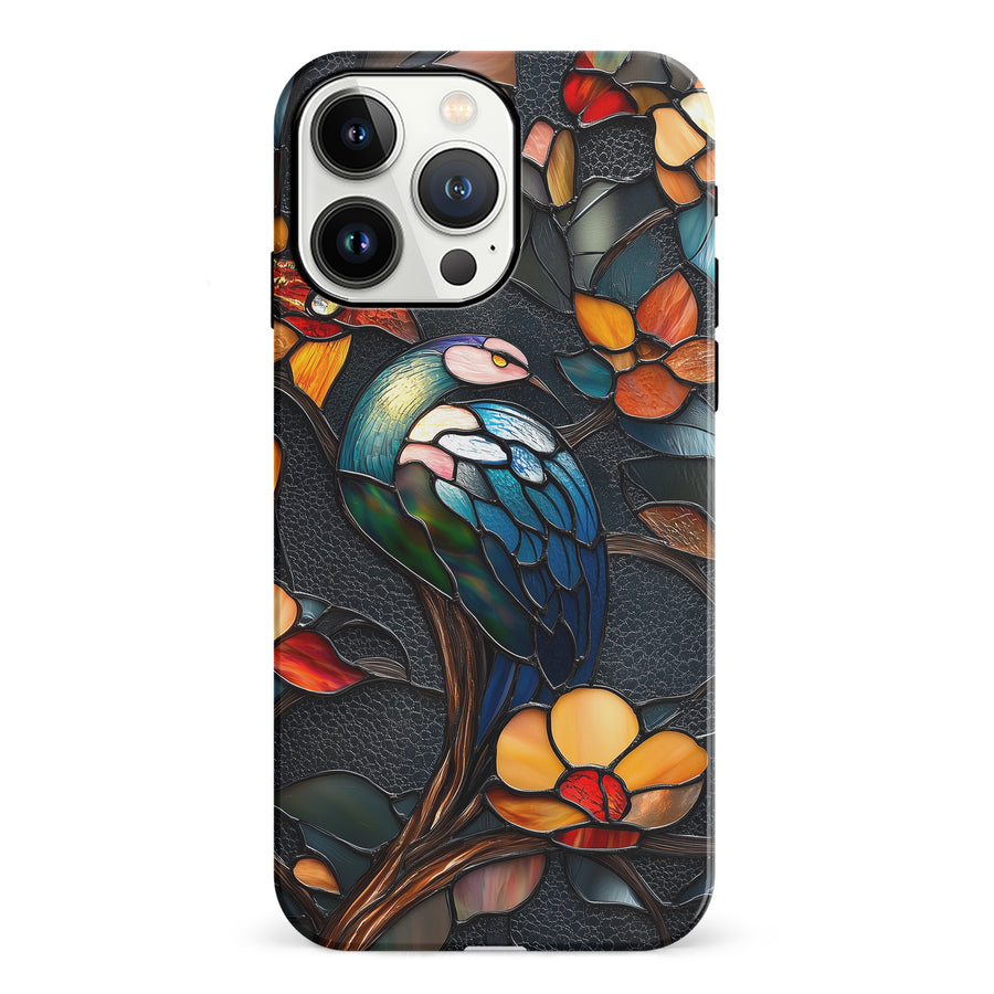 iPhone 13 Pro Vibrant Peacock Stained Glass Phone Case