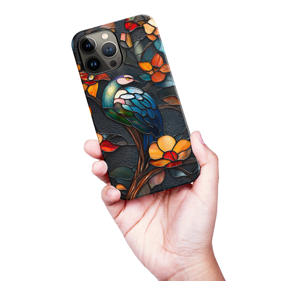 iPhone 13 Pro Max Vibrant Peacock Stained Glass Phone Case