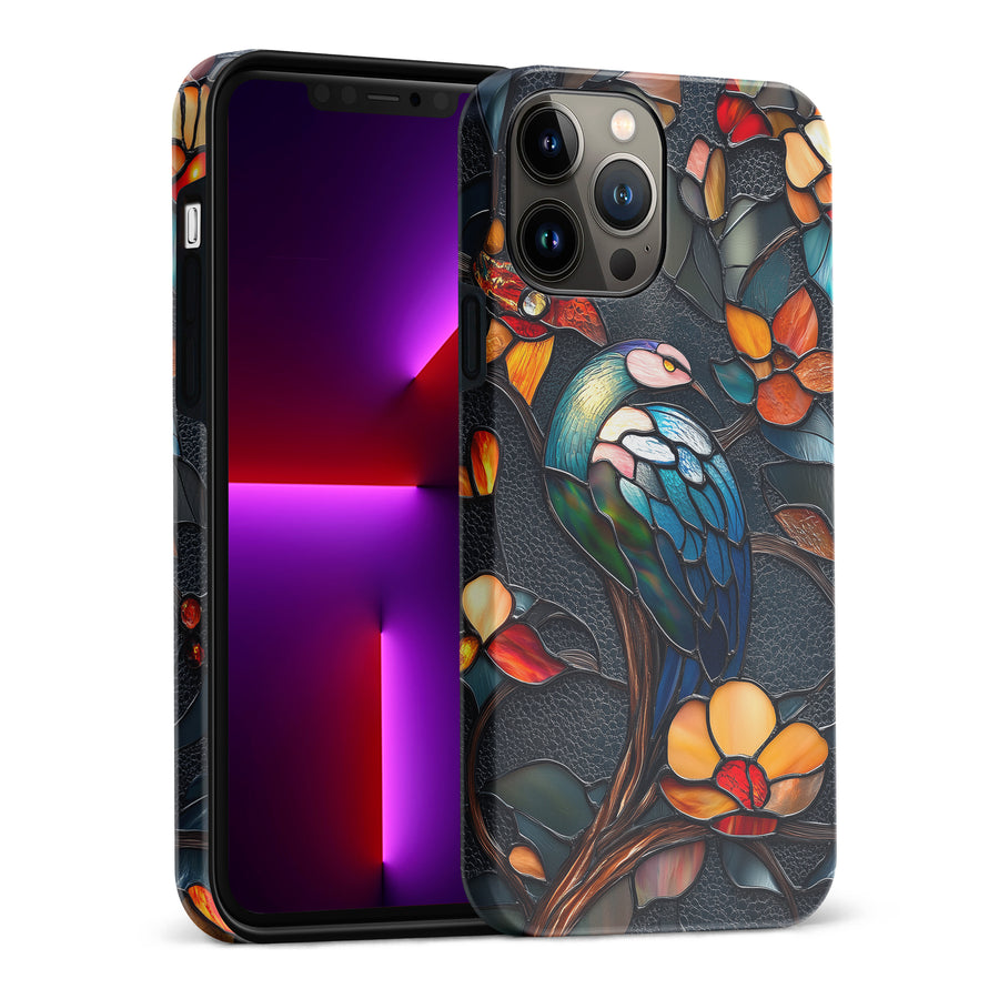 iPhone 13 Pro Max Vibrant Peacock Stained Glass Phone Case