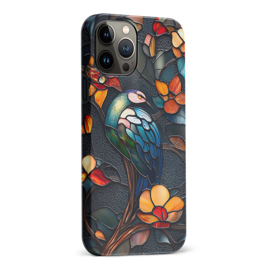 iPhone 13 Pro Max Vibrant Peacock Stained Glass Phone Case