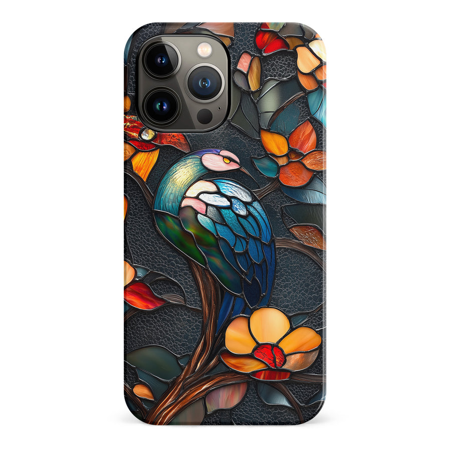 iPhone 13 Pro Max Vibrant Peacock Stained Glass Phone Case