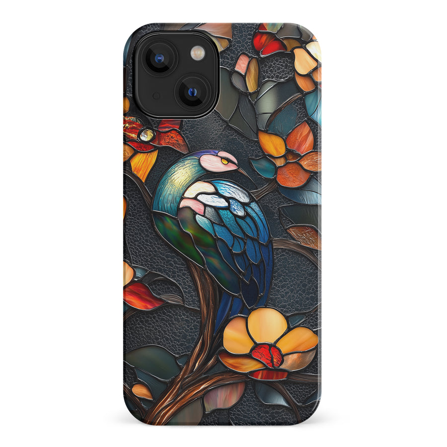 iPhone 14 Vibrant Peacock Stained Glass Phone Case