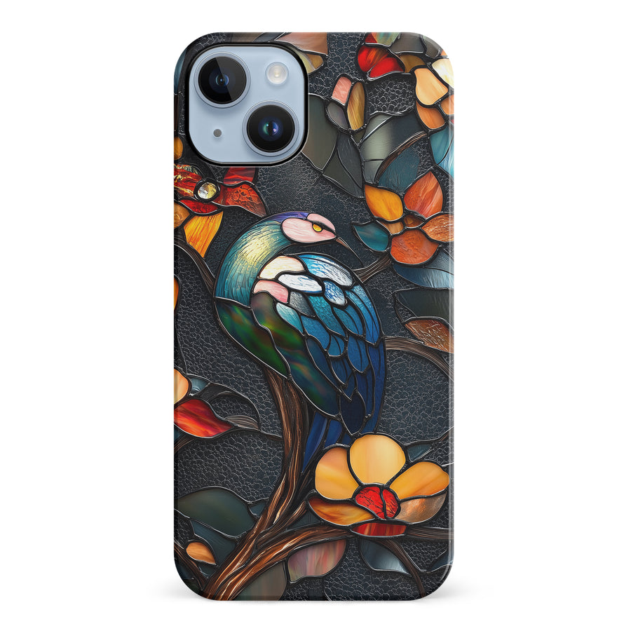 iPhone 14 Plus Vibrant Peacock Stained Glass Phone Case