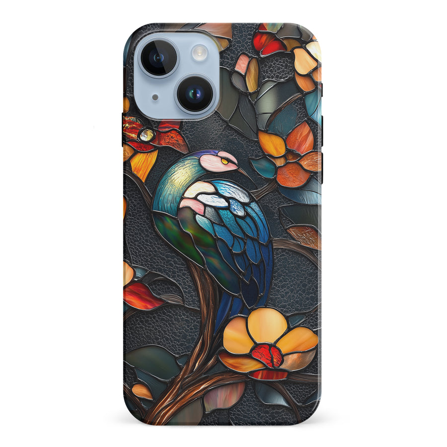 iPhone 15 Vibrant Peacock Stained Glass Phone Case