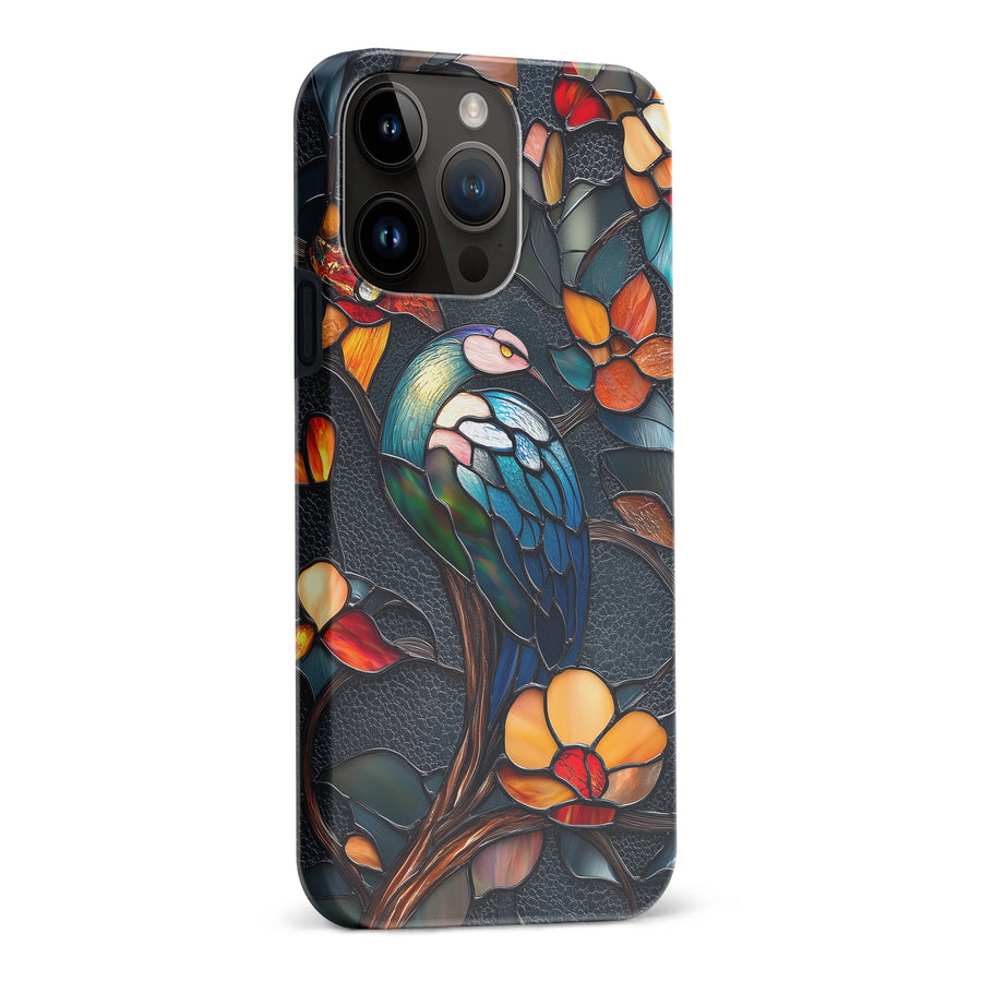 iPhone 15 Pro Max Vibrant Peacock Stained Glass Phone Case