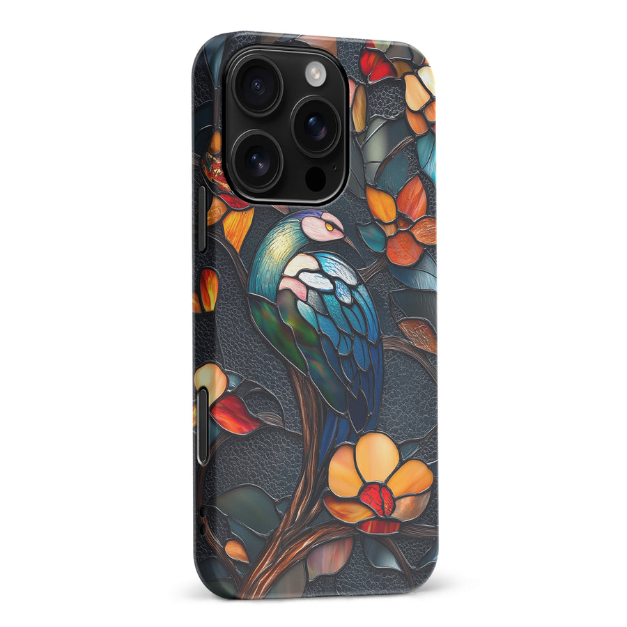 iPhone 16 Pro Max Vibrant Peacock Stained Glass Phone Case