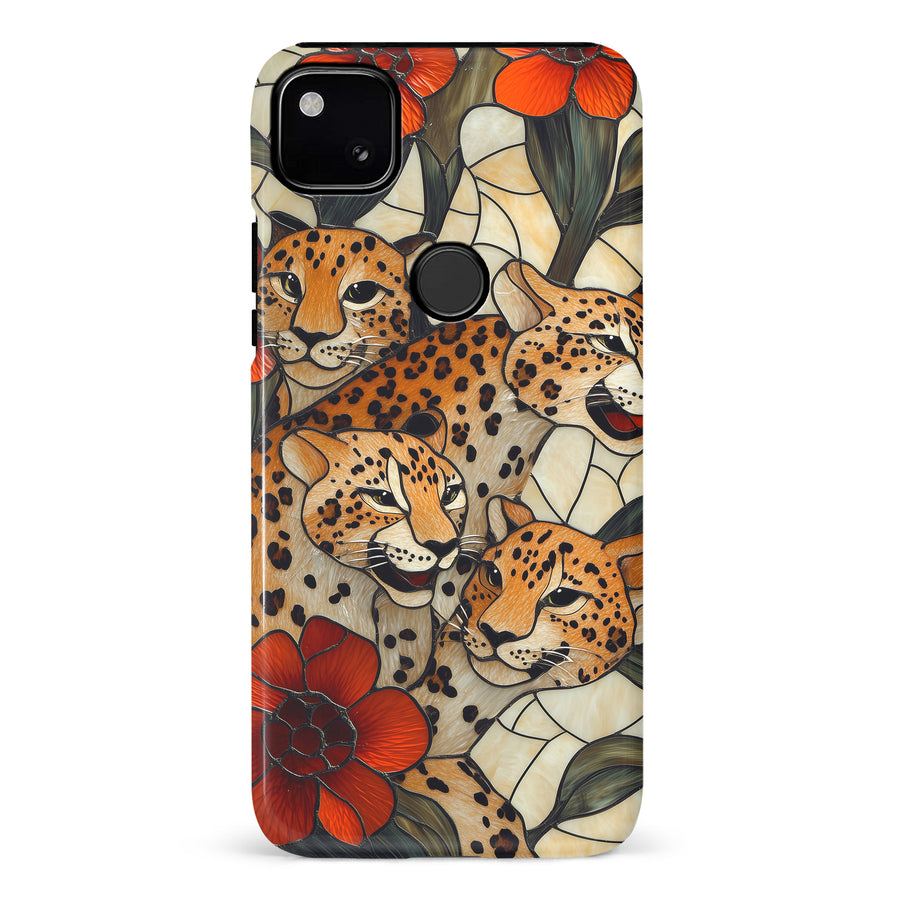 Google Pixel 4A Baby Leopards Stained Glass Phone Case