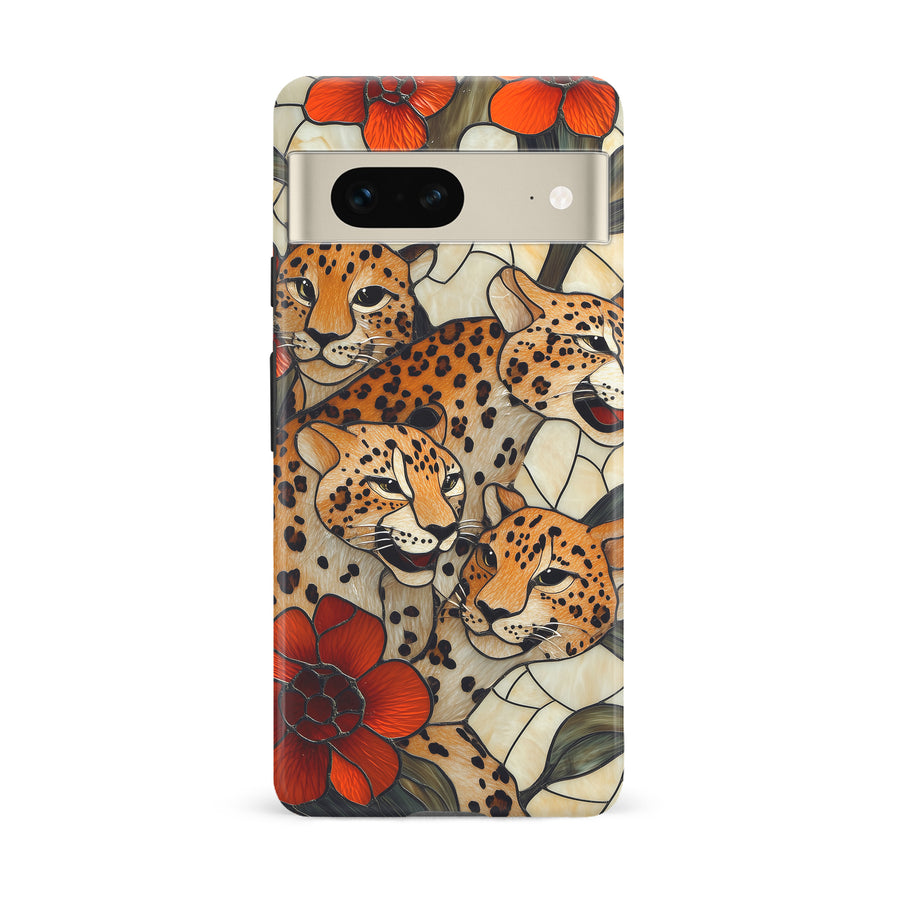 Google Pixel 7 Baby Leopards Stained Glass Phone Case