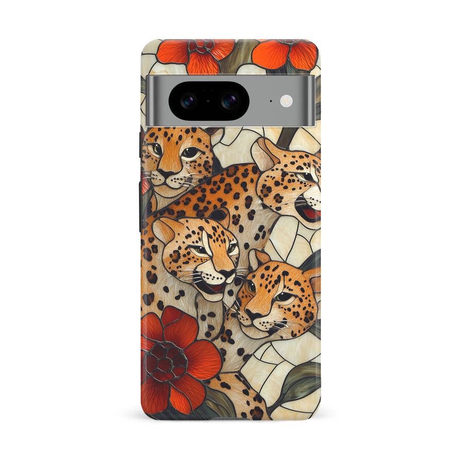 Google Pixel 8 Baby Leopards Stained Glass Phone Case