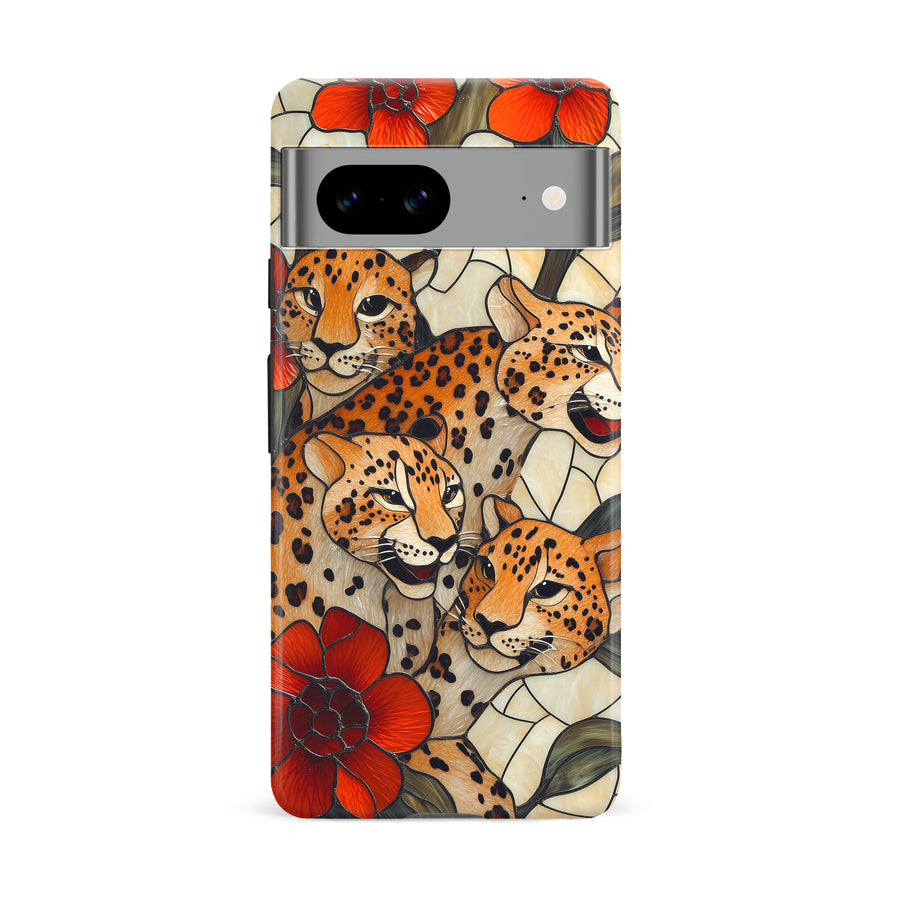 Google Pixel 8A Baby Leopards Stained Glass Phone Case