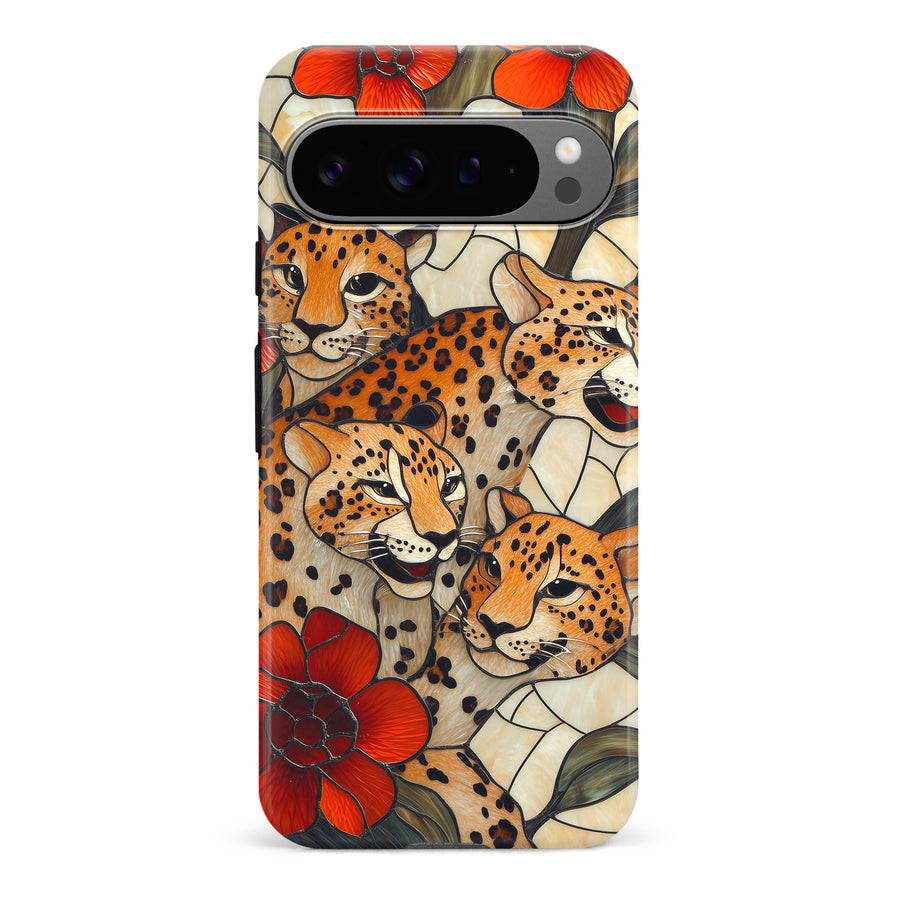 Google Pixel 9 Pro Baby Leopards Stained Glass Phone Case