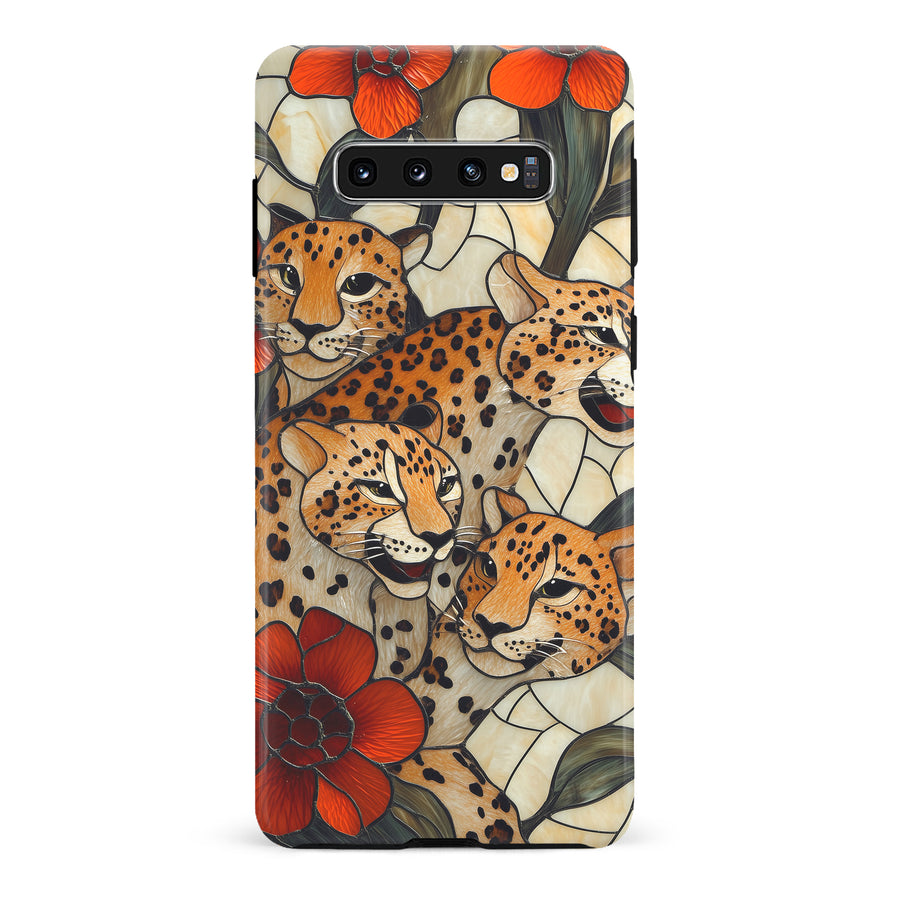 Samsung Galaxy S10 Baby Leopards Stained Glass Phone Case