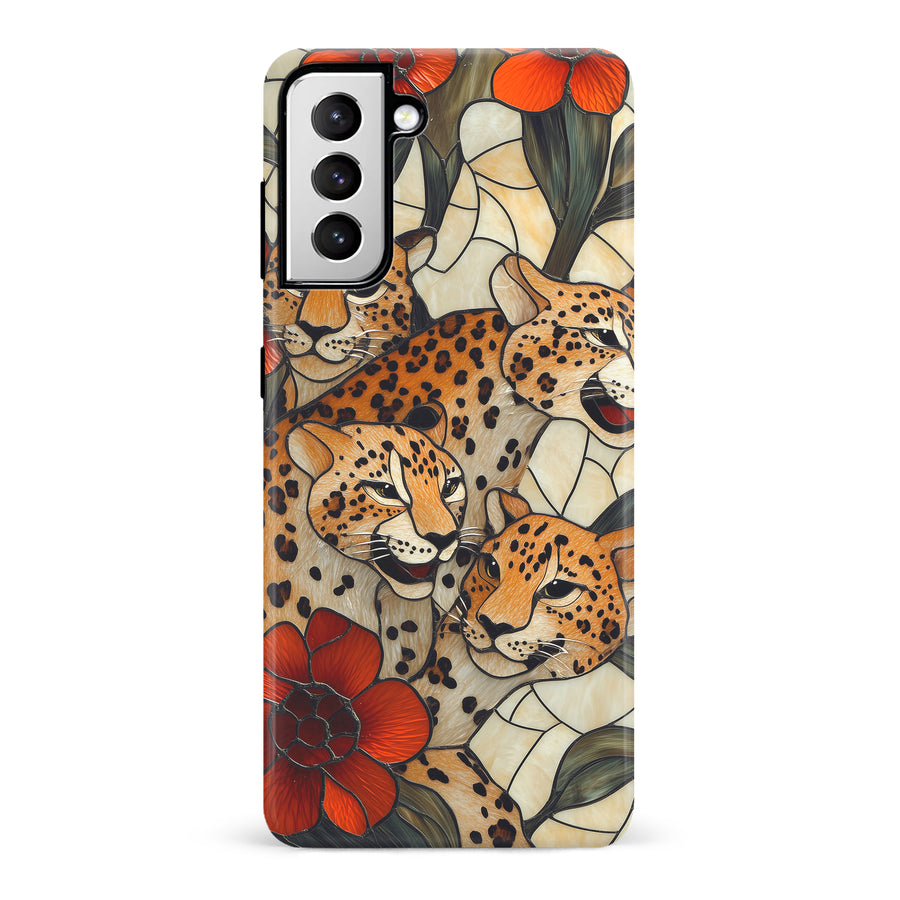 Samsung Galaxy S21 Baby Leopards Stained Glass Phone Case