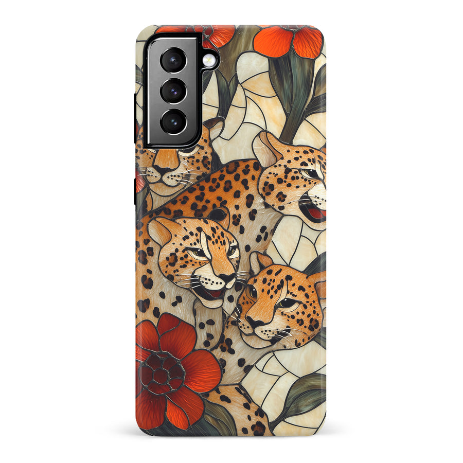 Samsung Galaxy S21 Plus Baby Leopards Stained Glass Phone Case