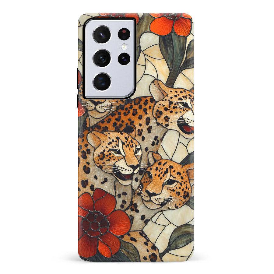 Samsung Galaxy S21 Ultra Baby Leopards Stained Glass Phone Case