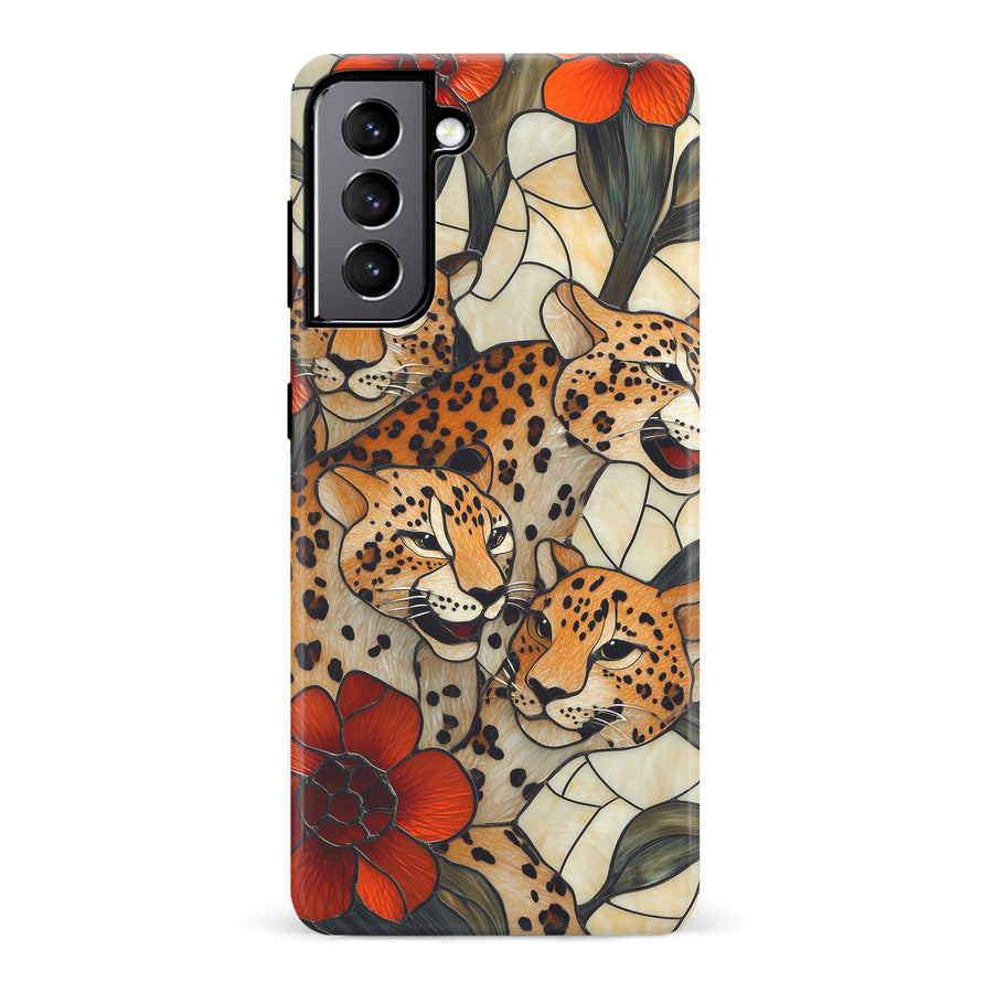 Samsung Galaxy S22 Baby Leopards Stained Glass Phone Case